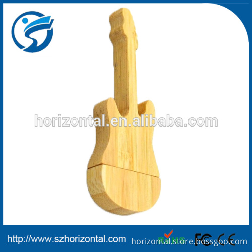 Laser cut Wooden guitar shape usb stick packaging boxes custom LOGO